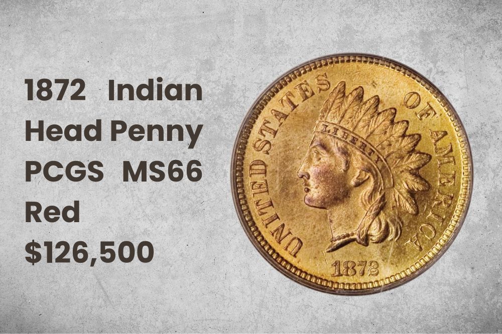 1872 Indian Head Penny PCGS MS66 Red $126,500