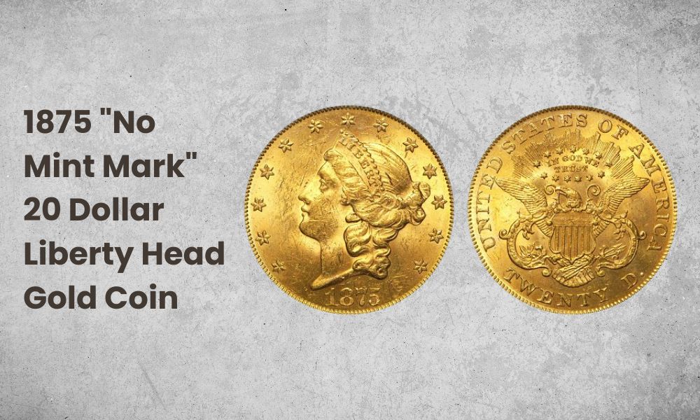 1875 "No Mint Mark" 20 Dollar Liberty Head Gold Coin