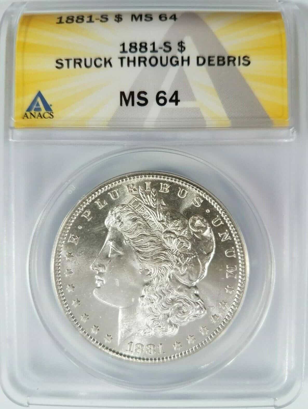 1881 Silver Dollar Struck Through Debris