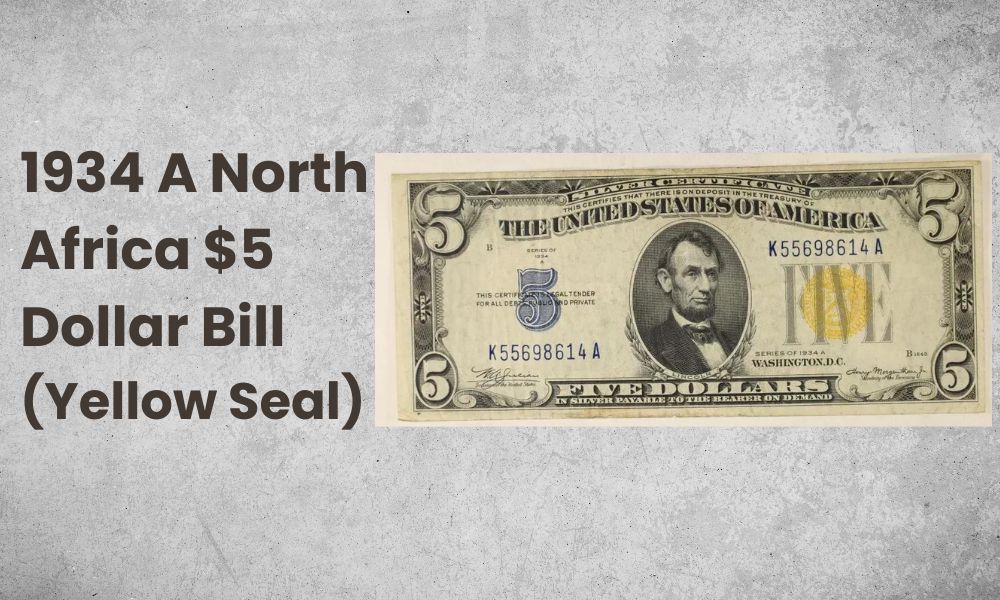 1934 A North Africa $5 Dollar Bill (Yellow Seal)