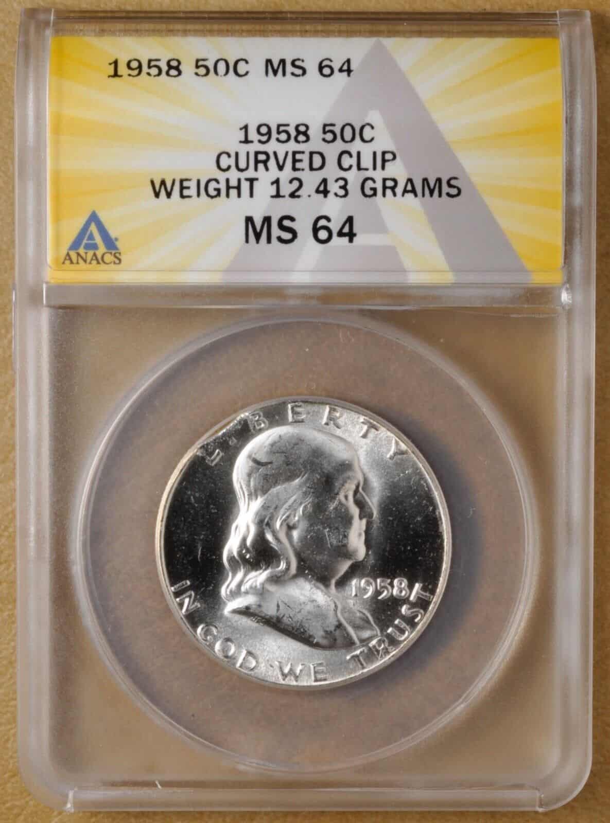 1958 Half Dollar Curved Clip