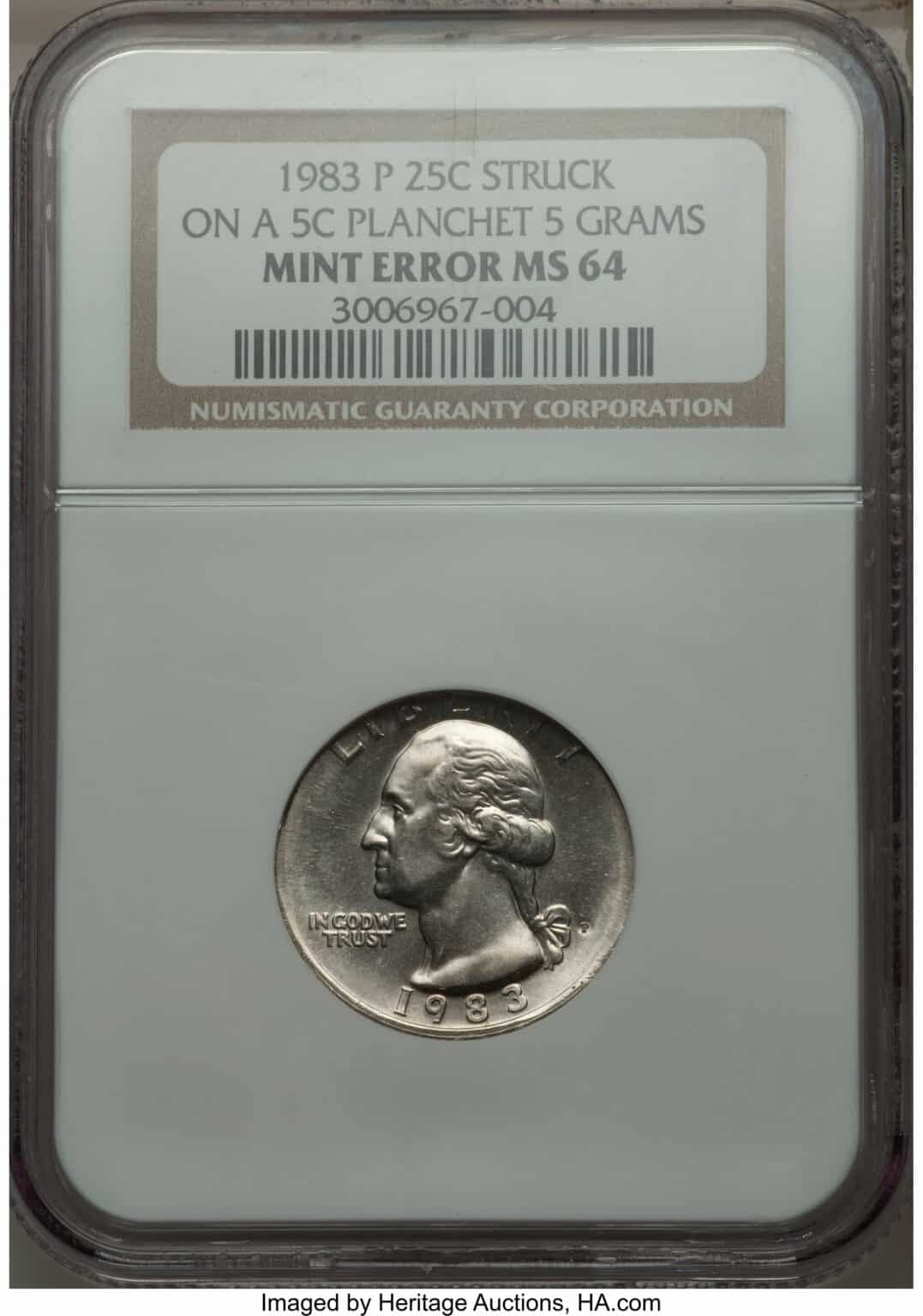 1983 Quarter Struck on a Nickel
