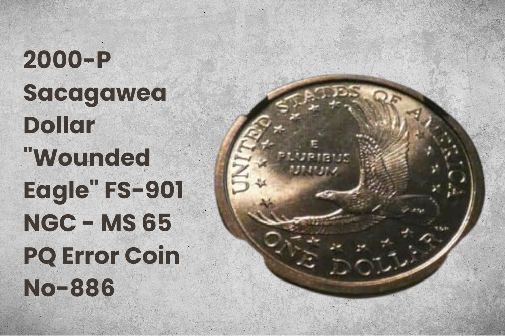2000-P Sacagawea Dollar "Wounded Eagle" FS-901 NGC - MS 65 PQ Error Coin No-886